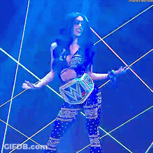 Woman Dancing In Front Of Blue Background GIF