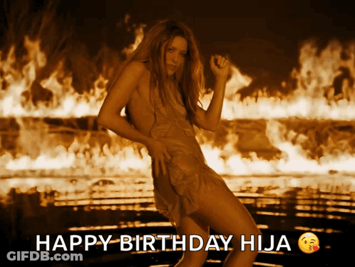 Woman Dancing In Front Of Fire Happy Birthday Hija GIF