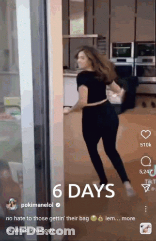 Woman Dancing In Front Of Glass Door Saying 6 Days GIF