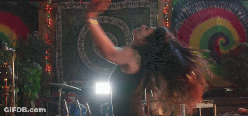 Woman Dancing In Front Of I Love You Tapestry GIF