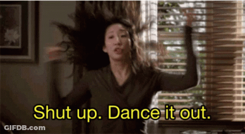 Woman Dancing In Front Of Window With Shut Up Dance It Out GIF