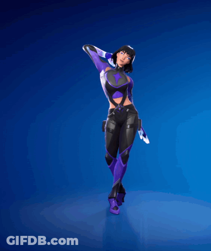 Woman Dancing In Purple And Black Outfit GIF