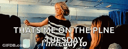 Woman Dancing On Plane Saying That's Me On The Plane Tuesday GIF
