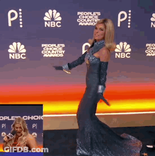 Woman Dancing On Red Carpet At People's Choice Country Awards GIF