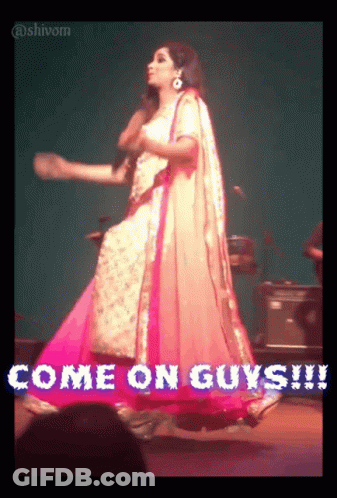 Woman Dancing Saying Come On Guys GIF