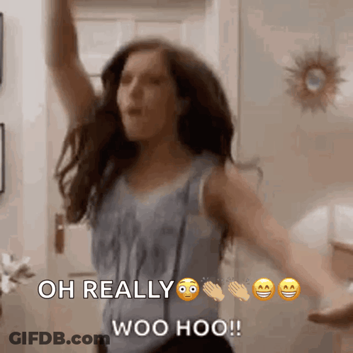 Woman Dancing Saying Oh Really Woo Hoo GIF