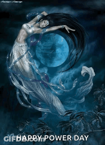 Woman Dancing Under Full Moon Happy Power Day GIF