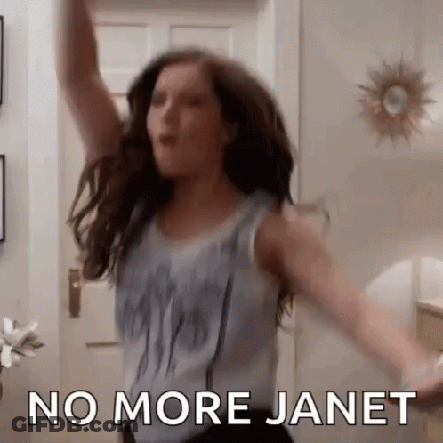 Woman Dancing With Arms Up Saying No More Janet GIF