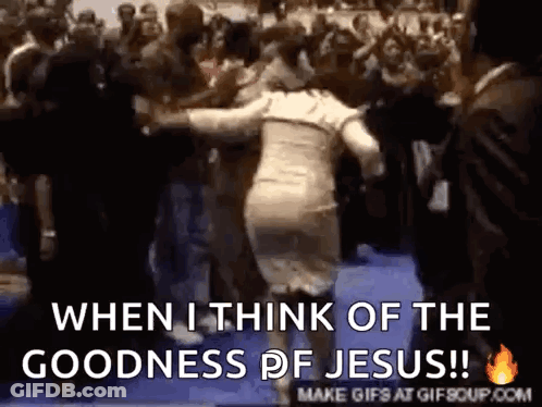 Woman Dancing With When I Think Of The Goodness Of Jesus GIF