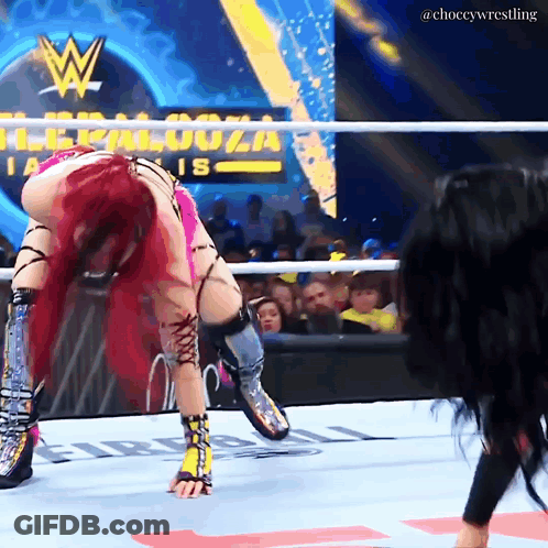 Woman Doing Handstand In Wrestling Ring Choccywrestling GIF