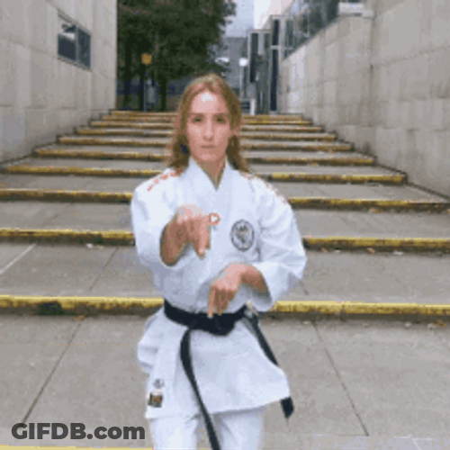 Woman Doing Karate Kick GIF