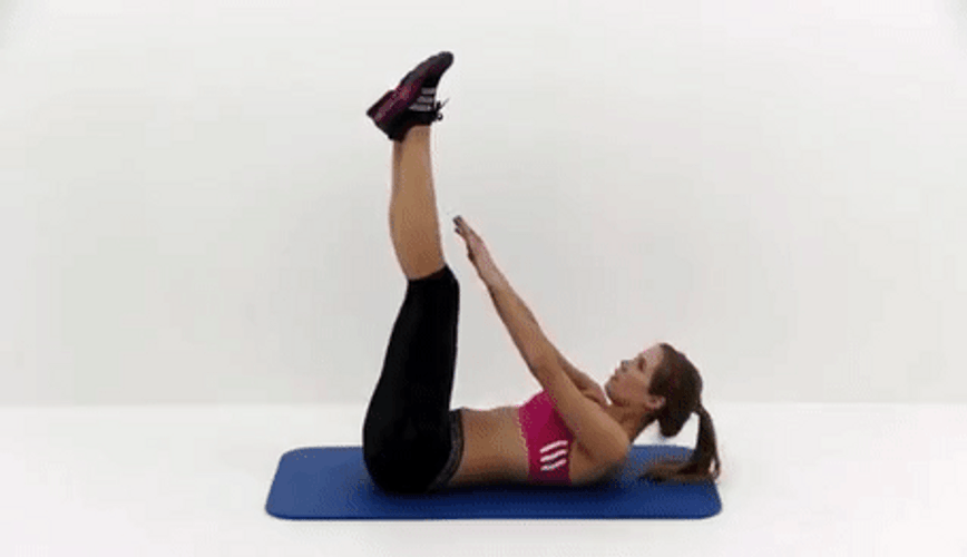 Woman Doing Leg Raise Crunches Exercise GIF