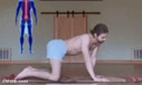 Woman Doing Yoga Pose On Mat In Gym GIF
