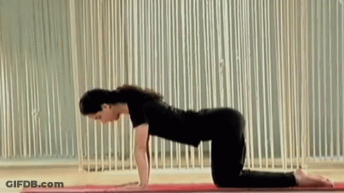 Woman Doing Yoga Pose On Mat GIF