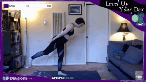 Woman Doing Yoga Pose On Twitch GIF