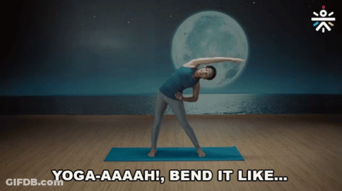 Woman Doing Yoga Under Full Moon Yoga-Aaaah Bend It Like GIF
