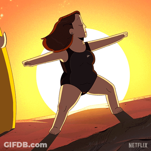 Woman Doing Yoga With Netflix Logo GIF