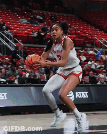 Woman Dribbling Basketball In Front Of AT&T Banner GIF