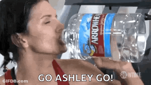 Woman Drinking Arrowhead Water GIF