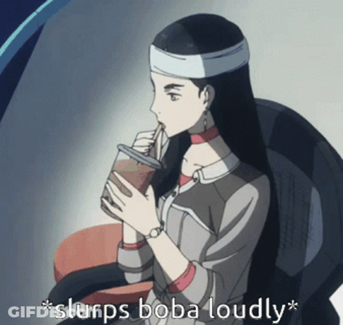 Woman Drinking Boba With Straw GIF