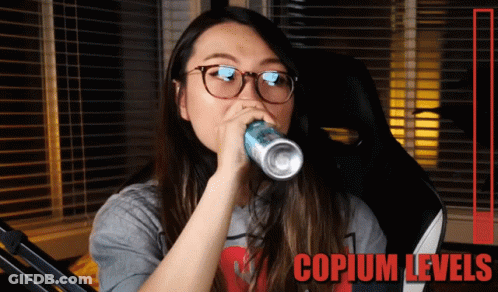 Woman Drinking Can Copium Levels GIF