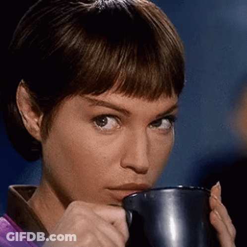 Woman Drinking Coffee From Metal Mug GIF