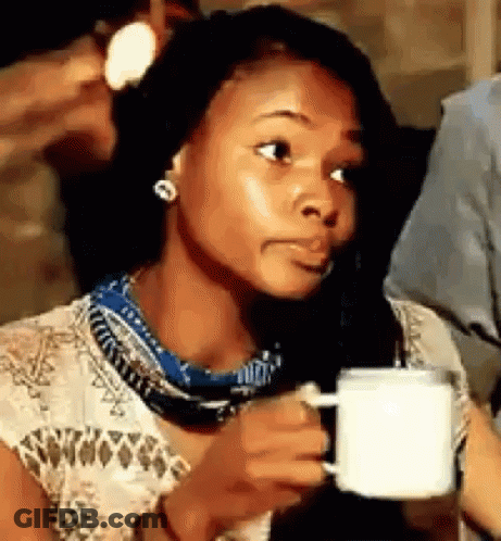 Woman Drinking Coffee Funny Face GIF