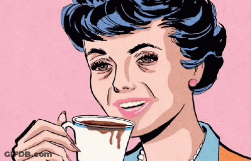 Woman Drinking Coffee Pink Background GIF