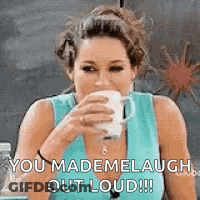 Woman Drinking Coffee You Made Me Laugh Out Loud GIF