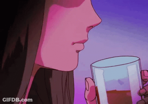 Woman Drinking From Glass On Pink Background GIF