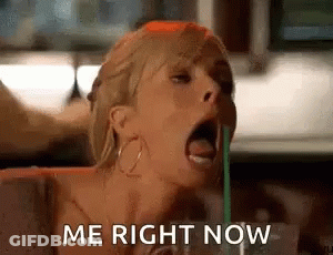 Woman Drinking From Glass With Green Straw Me Right Now GIF