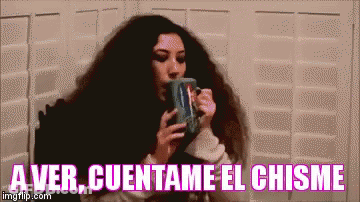 Woman Drinking From Mug Saying A Ver Cuentame El Chisme GIF