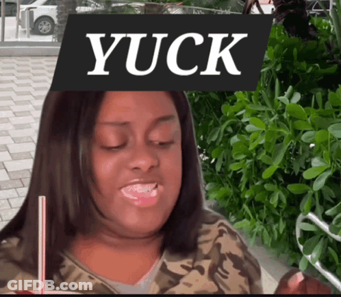 Woman Drinking From Straw Yuck Sign GIF