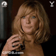 Woman Drinking Glass Of Water With Letter Y GIF