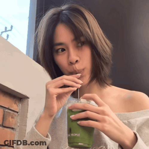 Woman Drinking Green Smoothie GIF