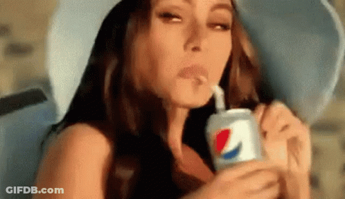 Woman Drinking Pepsi Through Straw GIF