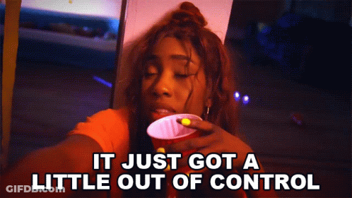 Woman Drinking Red Cup Out Of Control GIF