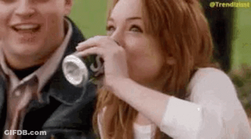 Woman Drinking Soda Man Watching GIF