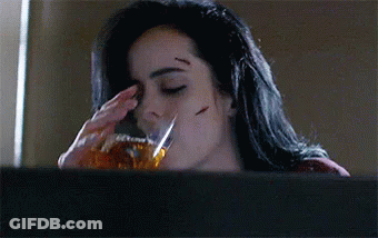 Woman Drinking Whiskey At Window GIF