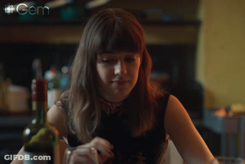 Woman Drinking Wine With Sounds Lovely GIF