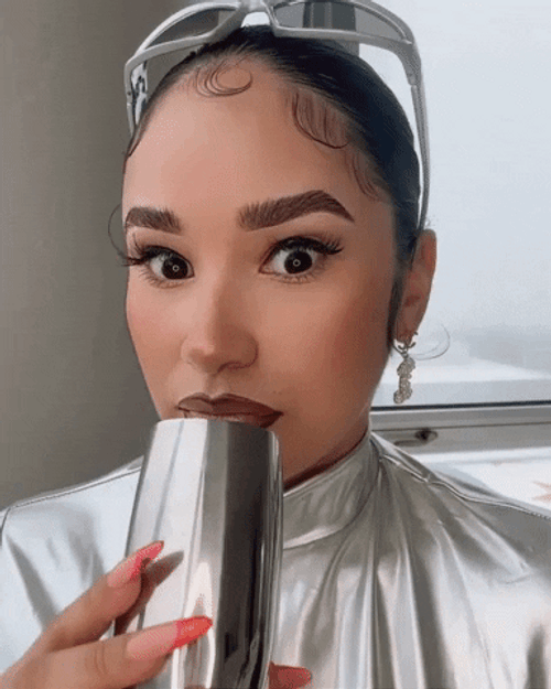 Woman Drinking With Oop Reaction GIF
