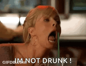 Woman Drinking With Straw Saying I'm Not Drunk GIF