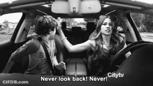 Woman Driving Car Boy In Back Seat Never Look Back GIF