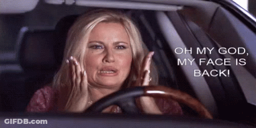 Woman Driving Car Hands On Face Oh My God My Face Is Back GIF