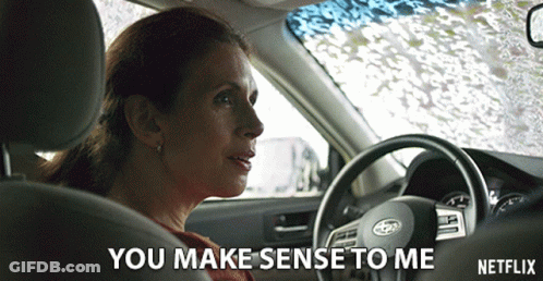 Woman Driving Car Saying You Make Sense To Me GIF