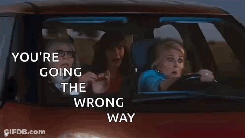 Woman Driving Car Says You're Going Wrong Way GIF
