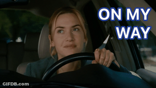 Woman Driving Car With On My Way GIF
