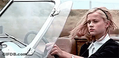 Woman Driving Car With Wind Blowing Hair GIF