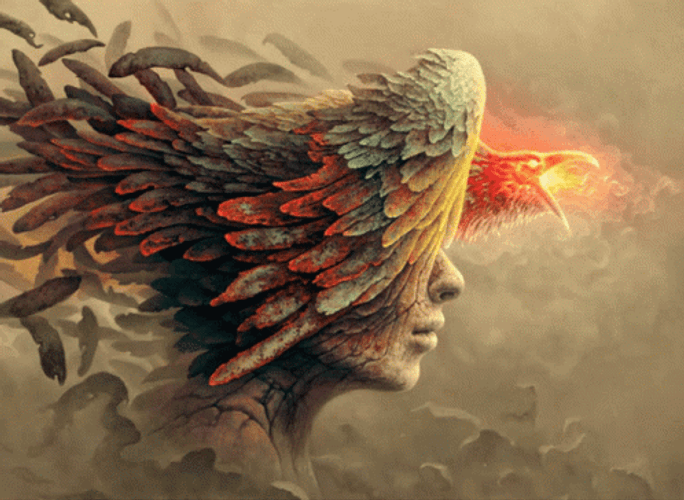 Woman Eagle Art GIF