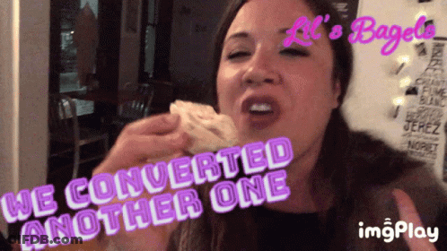 Woman Eating Bagel We Converted Another One GIF